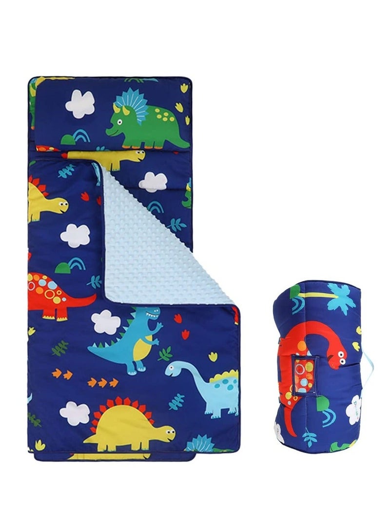 والالا سجادة قيلولة طويلة جدًا للأطفال الصغار، حقيبة نوم للأطفال مع وسادة قابلة للإزالة للرعاية النهارية في مرحلة ما قبل المدرسة وحفلات النوم وبطانية واسعة وسرير سفر للأطفال من عمر 1-3 سنوات - Image 1