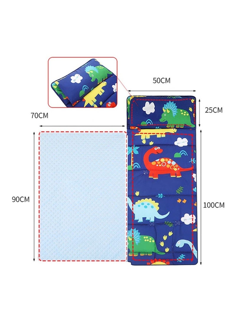 والالا سجادة قيلولة طويلة جدًا للأطفال الصغار، حقيبة نوم للأطفال مع وسادة قابلة للإزالة للرعاية النهارية في مرحلة ما قبل المدرسة وحفلات النوم وبطانية واسعة وسرير سفر للأطفال من عمر 1-3 سنوات - Image 3