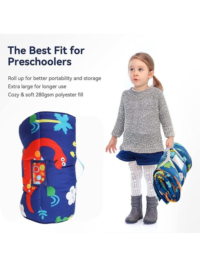 والالا سجادة قيلولة طويلة جدًا للأطفال الصغار، حقيبة نوم للأطفال مع وسادة قابلة للإزالة للرعاية النهارية في مرحلة ما قبل المدرسة وحفلات النوم وبطانية واسعة وسرير سفر للأطفال من عمر 1-3 سنوات - Image 5