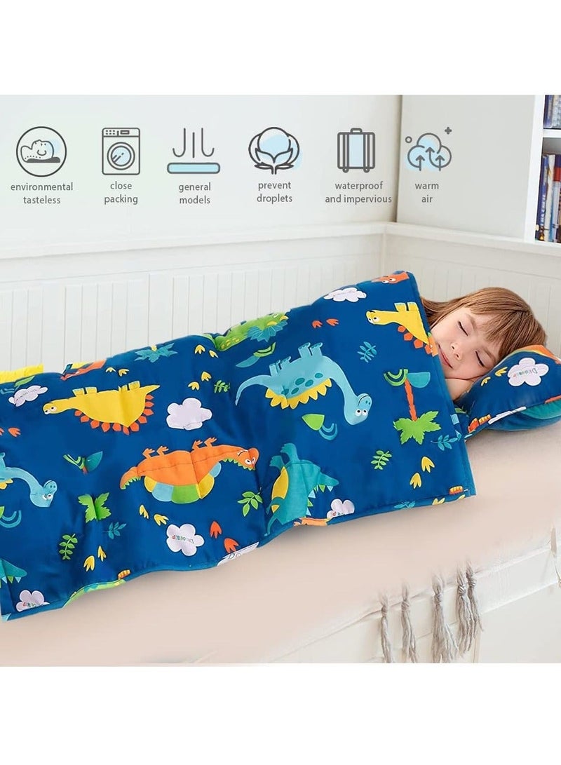والالا سجادة قيلولة طويلة جدًا للأطفال الصغار، حقيبة نوم للأطفال مع وسادة قابلة للإزالة للرعاية النهارية في مرحلة ما قبل المدرسة وحفلات النوم وبطانية واسعة وسرير سفر للأطفال من عمر 1-3 سنوات - Image 4