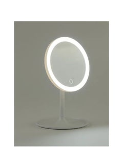 Huitich Round Adjustable LED Makeup Mirror with Storage Tray White, Touch Control, Vanity Mirror  - Image 3