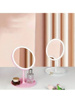 Huitich Round Adjustable LED Makeup Mirror with Storage Tray White, Touch Control, Vanity Mirror  - Image 4