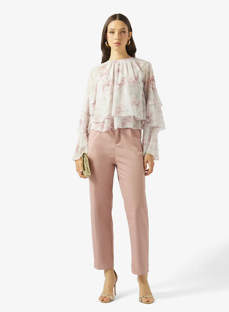 Ted Baker  Floral Print Gathered Neck Long Sleeve Top for Women | Best Price UAE