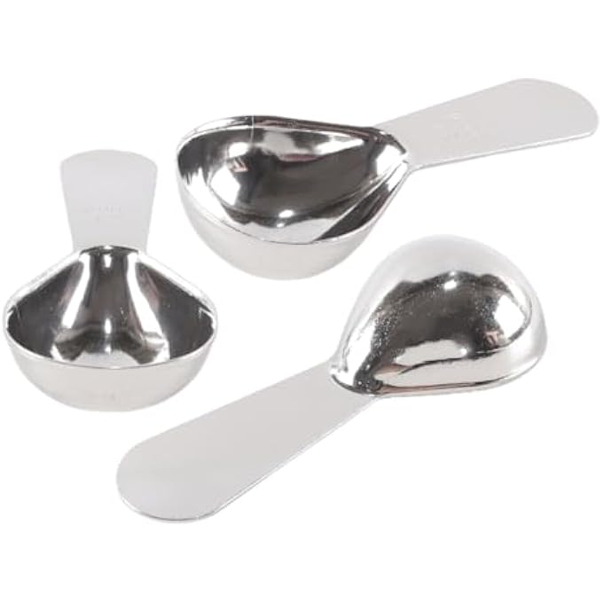 ريحني مغارف قهوة بحجم قطعتين من الفولاذ المقاوم للصدأ مع ملعقة قياس متدرجة 15 مل 30 مل لحبوب القهوة التوابل والحبوب والشاي فضة - Image 4