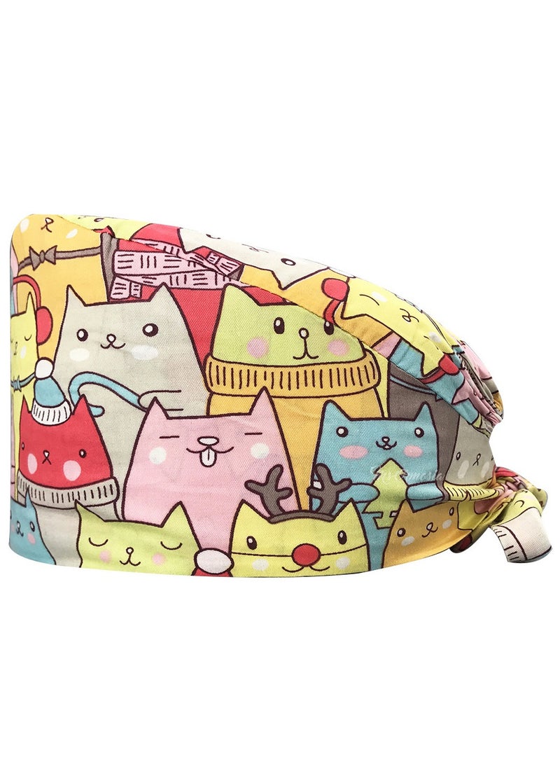 KUYING Nurse Hat With Small Fresh And Cute Pattern Medical Work Hat