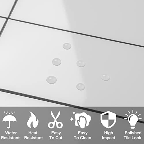 AULIGET 100-Piece Polished White Thick PVC Peel and Stick Backsplash, 3" x 6" Waterproof Subway Tile Peel and Stick Wall Tiles for Kitchen & Bathroom - Image 2