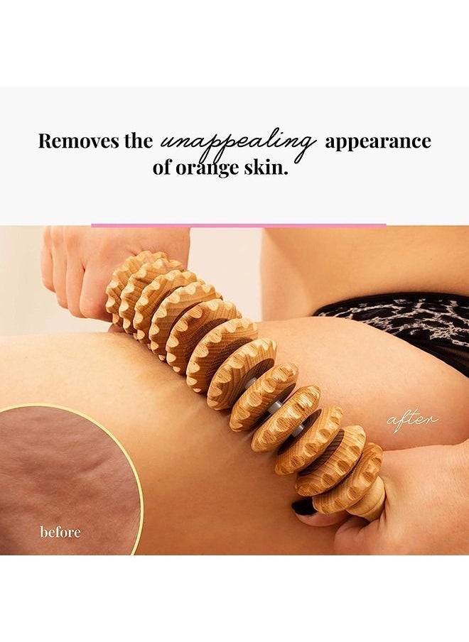 Loquat Curved Wooden Massage Roller for Waist and Thigh, Multi-functional Body Roller for Cellulite Reduction and Muscle Tension, Natural Massager for Women and Men - Image 3