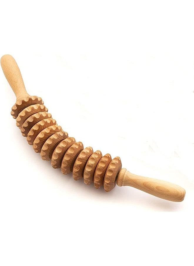 Loquat Curved Wooden Massage Roller for Waist and Thigh, Multi-functional Body Roller for Cellulite Reduction and Muscle Tension, Natural Massager for Women and Men - Image 2