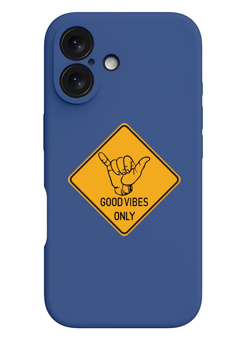 Theodor iPhone 16 Blue Protective Slim Fit Case Liquid Silicone Cover with Full Body Protection Anti-Scratch Shockproof Case For iPhone - Good Vibes - Image 1