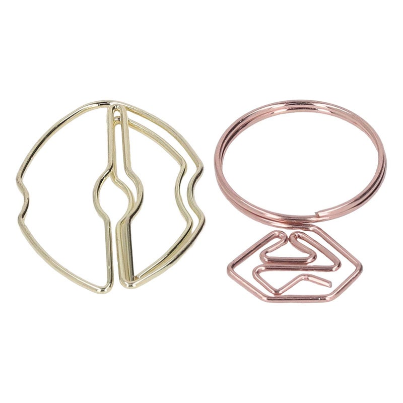 100pcs Metallic Paper Clips Set With Storage Box Cute Diamond Ring Lip Shapes Non Slip Office Home File Organizer - Image 5