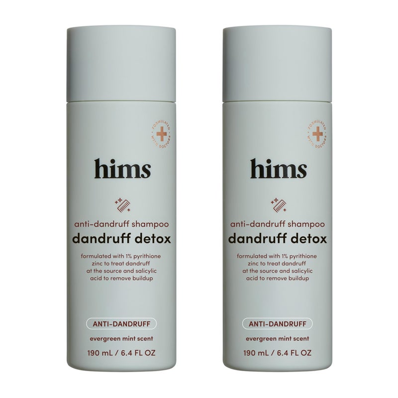 HIMS & HERS Hims Dandruff Detox Shampoo - Dermatologist Formulated for Dry, Oily, Itchy, Flaky Scalp Shampoo with 1% Zinc Pyrithione, Argan & Avocado Oil - 2 x 6.4 fl oz - Image 1