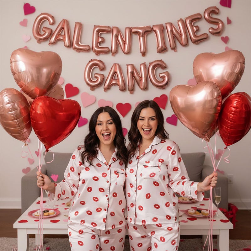 froufing Galentine's Day Party Decorations Kit for Her & Rose Gold "GALENTINES GANG" & Red Heart LOVE Letter Foil Balloons for Women Girls BFF Valentine's Bestie Celebration Decorations - Image 5