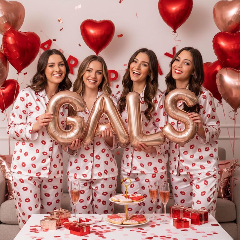 froufing Galentine's Day Party Decorations Kit for Her & Rose Gold "GALENTINES GANG" & Red Heart LOVE Letter Foil Balloons for Women Girls BFF Valentine's Bestie Celebration Decorations - Image 3