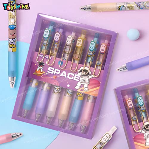 Toyshine Pack of 6 Space Teddy Gel Pens | Cute Fancy Fine Point Pen for Office Stationary School Supplies Birthday Party Favor Return Gift - Gift Packing - Image 5