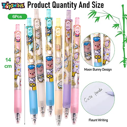 Toyshine Pack of 6 Space Teddy Gel Pens | Cute Fancy Fine Point Pen for Office Stationary School Supplies Birthday Party Favor Return Gift - Gift Packing - Image 3