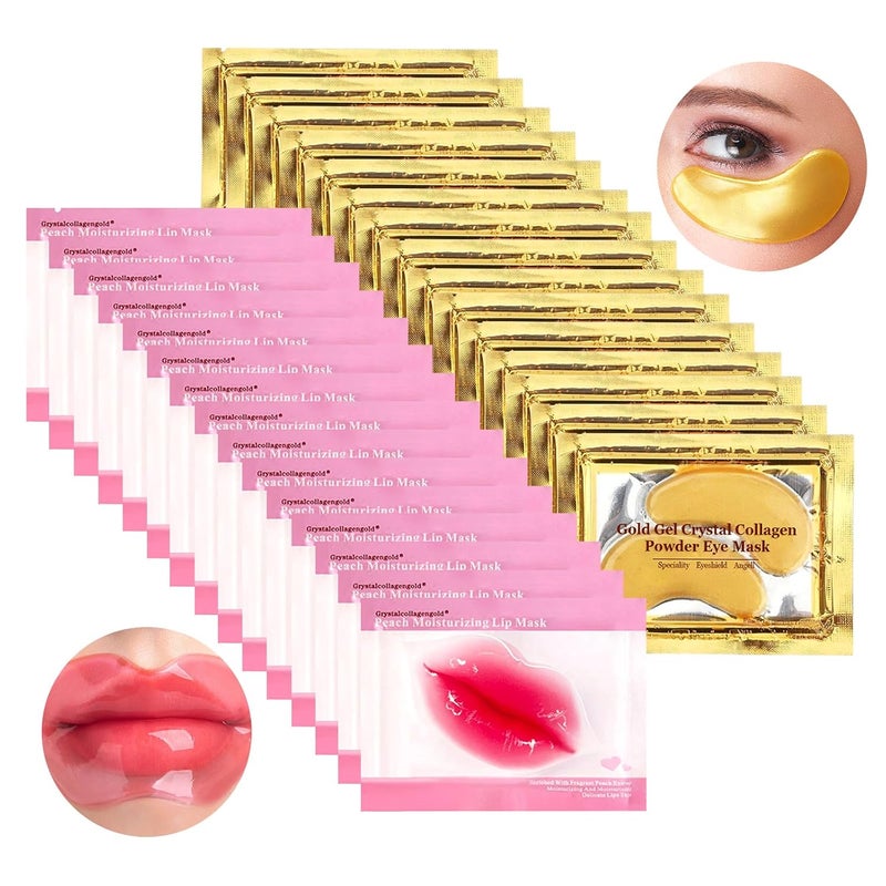 Jakuva 30 Pairs Lip Masks Eye MasksGold Under Eye Patches for Puffy EyesPeach Red Lip Masks SkincareEffectively Moisturizing the Lip Eye SkinAntiAgingReducing Fine LinesNourishing for Face Care - Image 1