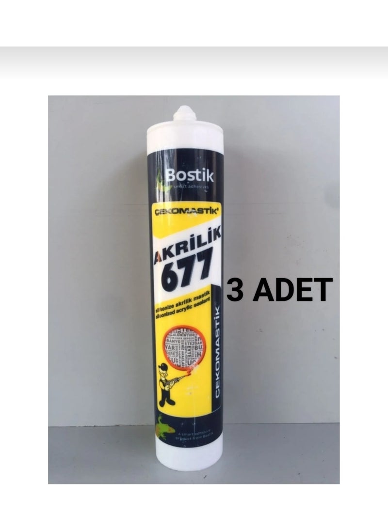 Bostik Acrylic Sealant 677-WHITE 500 gr - 3 Pcs 