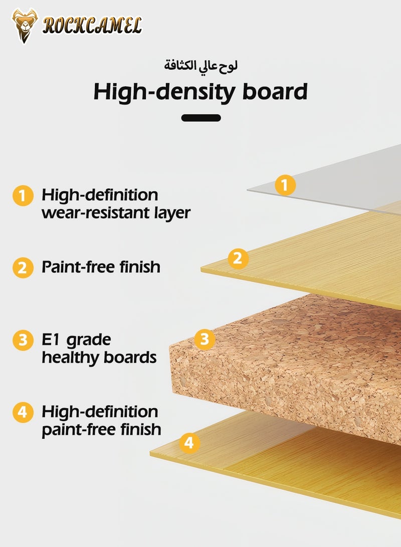 ROCKCAMEL رف تخزين للغسالة موفر للمساحة، منظمات حمام من 3 طبقات ورف تخزين، حامل مجفف لغسالة الطبل، رف تخزين معدني وخشبي، رف تخزين متعدد الوظائف لتوفير المساحة - Image 5