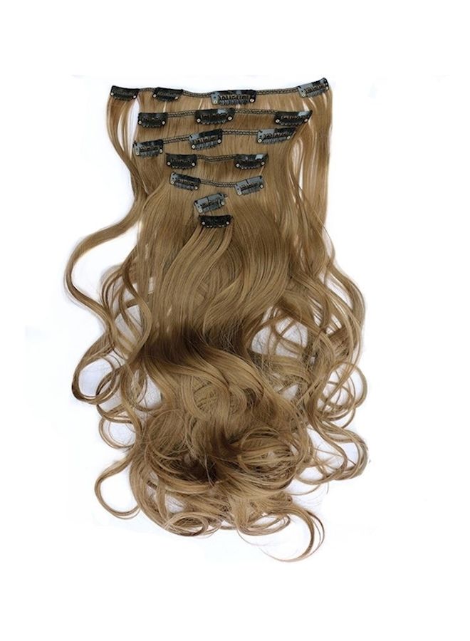 NIBEMINENT 7-Piece Long Straight Hair Extension Brown 50cm