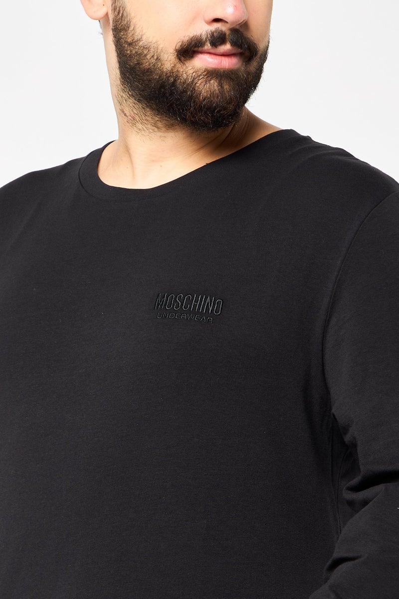 MOSCHINO طقم بيجامة مزخرف بشعار للرجال مكون من 2 قطعة بأكمام طويلة وبنطلون مربعات، متعدد الألوان - Image 4