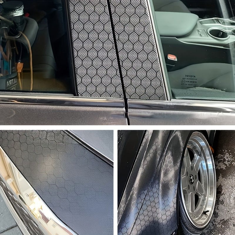 1 Roll Automotive Honeycomb Hexagonal Carbon Fiber Black Tint Film 7.87inch 19.69inch Diamond Forged Car Sticker for Cars Motorcycles Vehicle Color Change DIY Interior Modification Waterproof Scratch Resistant Body - Image 1