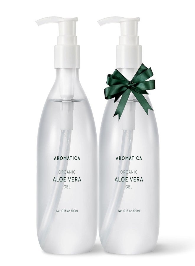 AROMATICA Organic Aloe Vera Gel Gift Set 300ml each - Vegan Body Moisturizer for Irritated Skin, After-Sun Skin Care, Mothers day gifts - Image 1