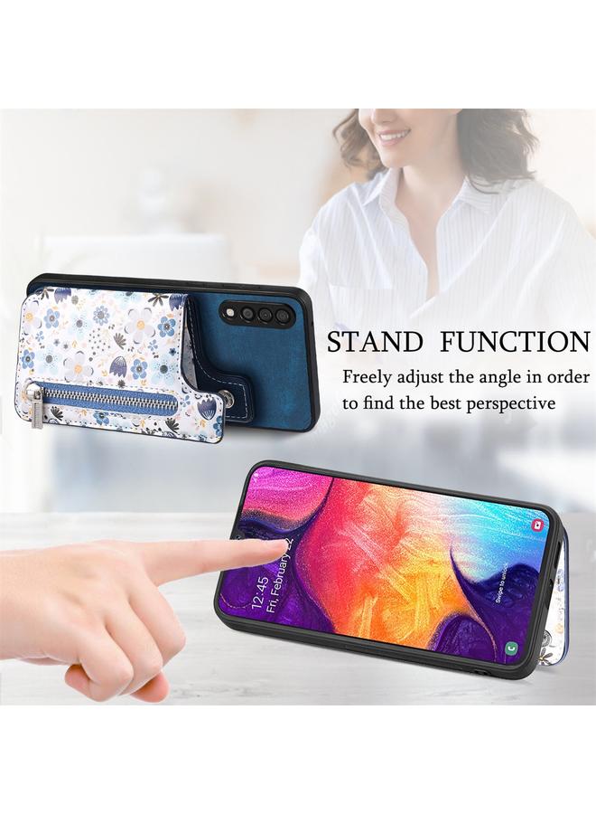 S-TOP Case For Samsung Galaxy A50 Retro Painted Zipper Wallet Back Phone Case - Image 4