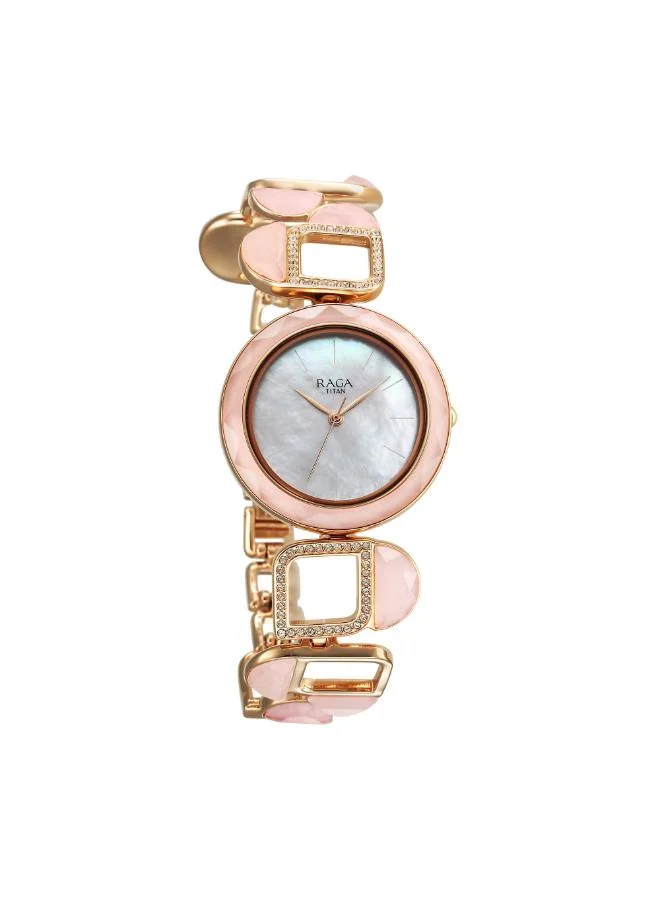 تيتان Women Analog Display Watch With Rose Gold Stainless Steel Strap - 95196WM01
