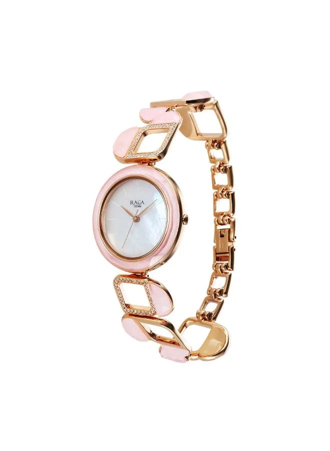تيتان Women Analog Display Watch With Rose Gold Stainless Steel Strap - 95196WM01