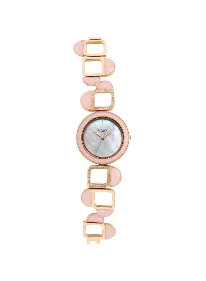 تيتان Women Analog Display Watch With Rose Gold Stainless Steel Strap - 95196WM01