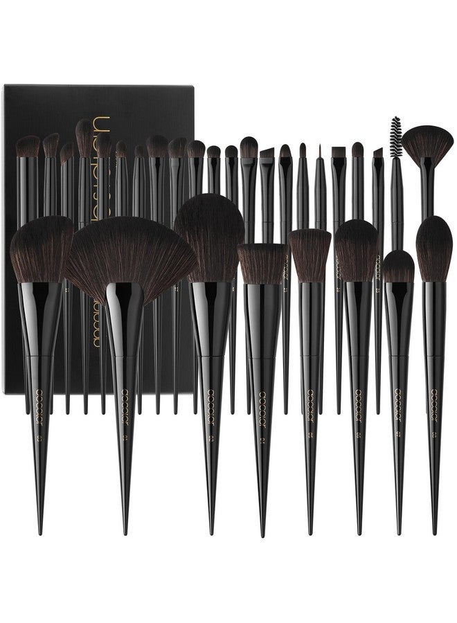 docolor Makeup Brushes Set Professional 30Pcs Obsidian Makeup Brushes Premium Synthetic Powder Kabuki Foundation Contour Blush Concealer Eye Shadow Blending Eyeliner Crease Eyebrow Make Up Brush Kit - Image 1