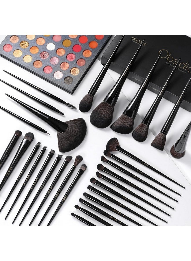 docolor Makeup Brushes Set Professional 30Pcs Obsidian Makeup Brushes Premium Synthetic Powder Kabuki Foundation Contour Blush Concealer Eye Shadow Blending Eyeliner Crease Eyebrow Make Up Brush Kit - Image 5