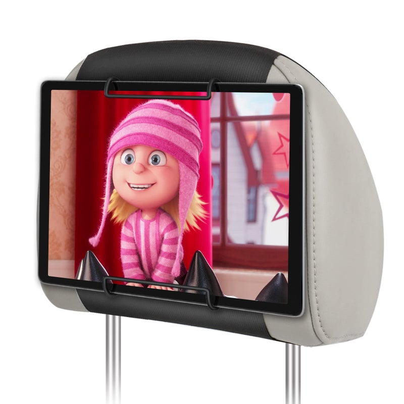 WONNIE Upgrade Tablet Holder for Car, Car Headrest Mount Holder for Back Seat, Car Tablet Mount for Kids with Silicone Strap & Anti-Slip Holding Clamps, Fits All 10-12.9" Tablets - Image 1