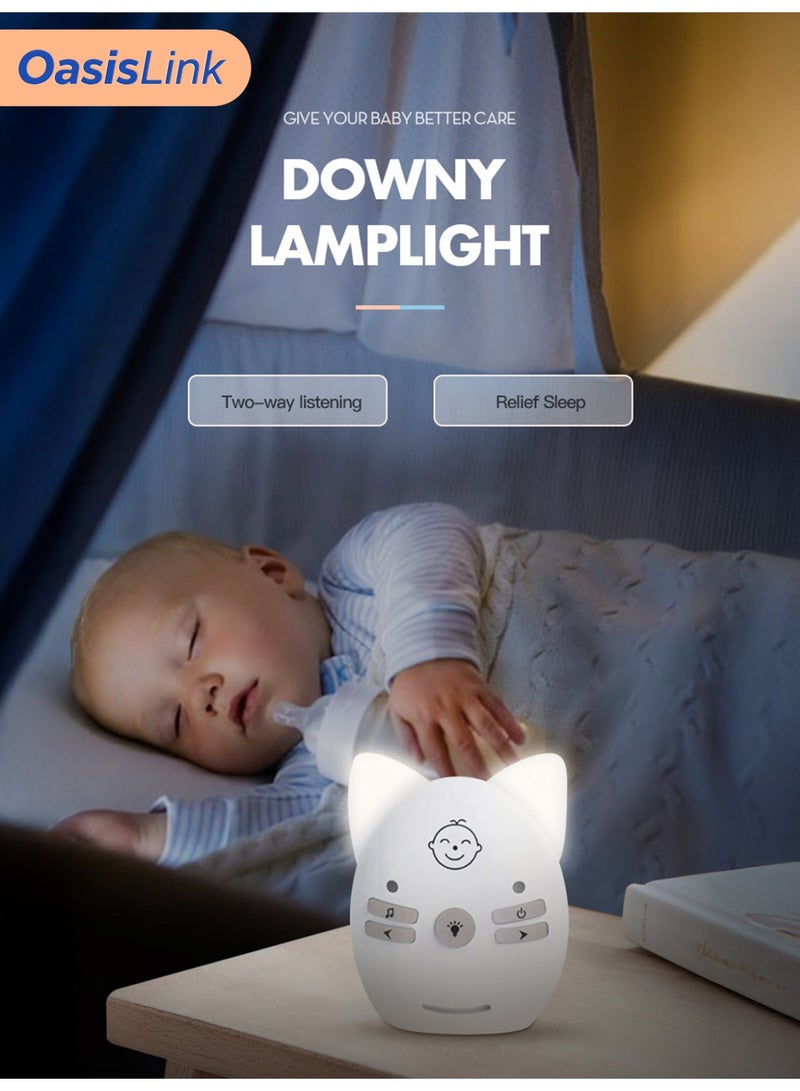 OasisLink Wireless Audio Baby Monitor with Two-Way Talk, Night Light and Music, Long-Distance Baby Intercom for Better Baby Care (White) - Image 3