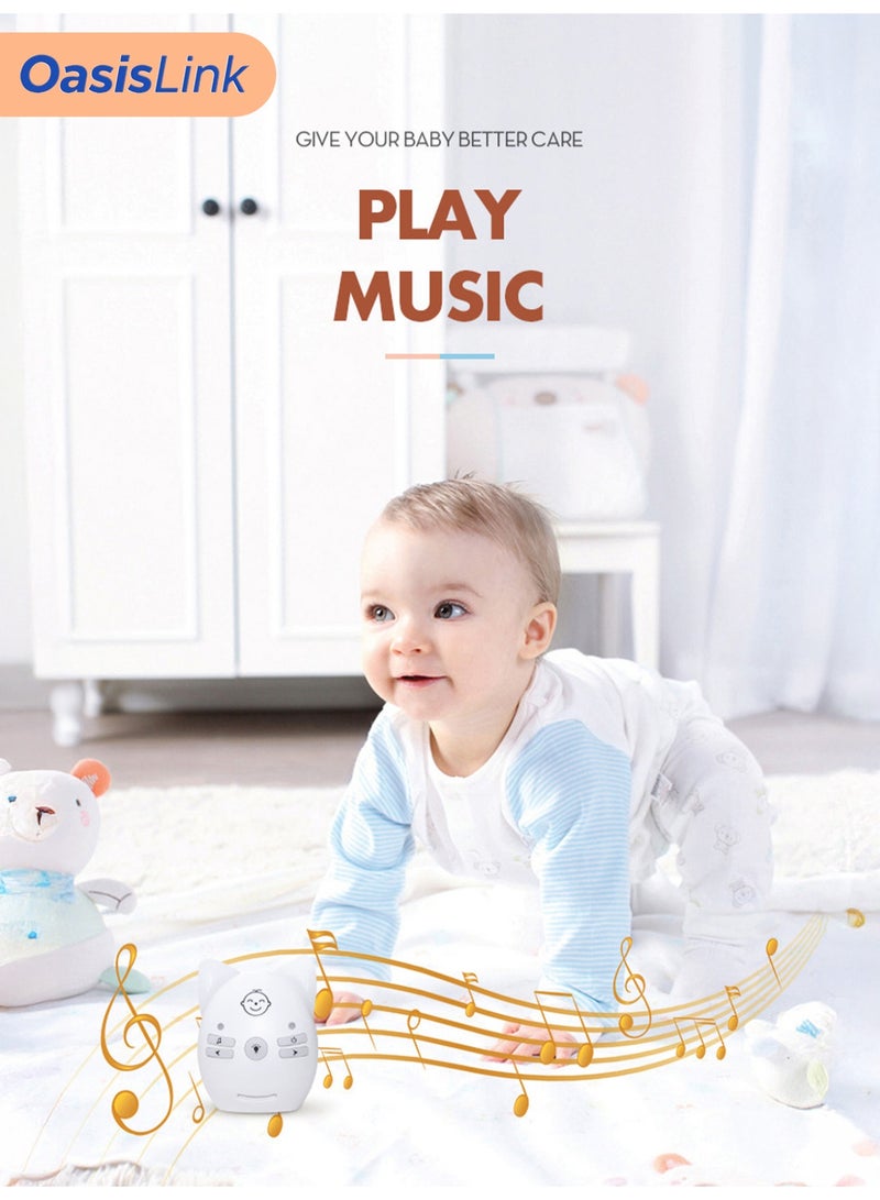 OasisLink Wireless Audio Baby Monitor with Two-Way Talk, Night Light and Music, Long-Distance Baby Intercom for Better Baby Care (White) - Image 4