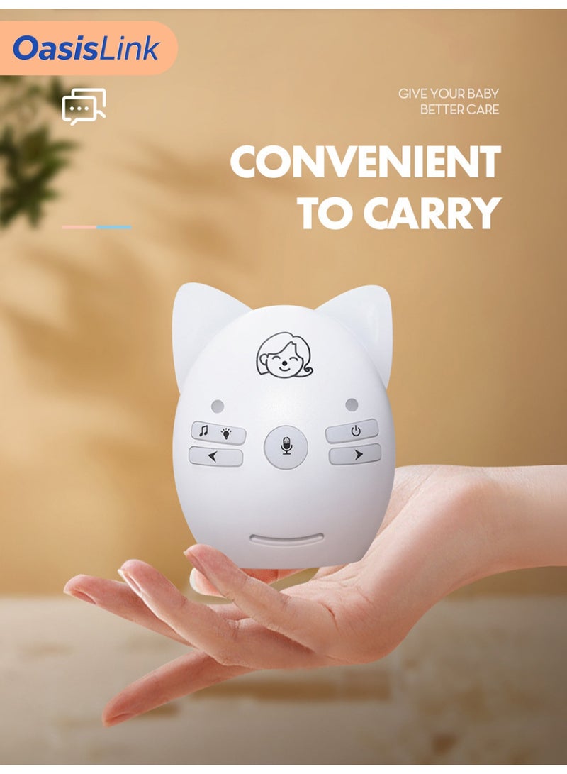 OasisLink Wireless Audio Baby Monitor with Two-Way Talk, Night Light and Music, Long-Distance Baby Intercom for Better Baby Care (White) - Image 5
