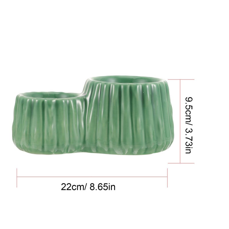 Ceramic Elevated Cat Bowl Non Spill Double Height Design Green Neck Protection - Image 3
