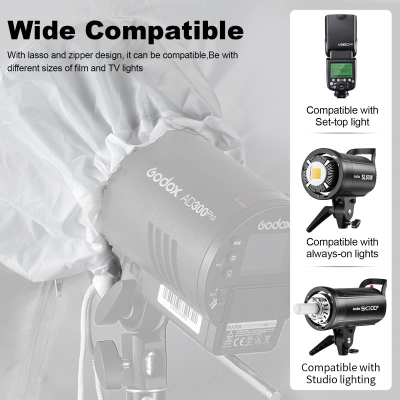 Godox UB-165W 65" 165cm Black White Parabolic Deep Reflective Umbrella Studio Soft Light 65in Large Umbrella with Withe Diffuser Cover for Photography Video Studio Shooting - Image 3
