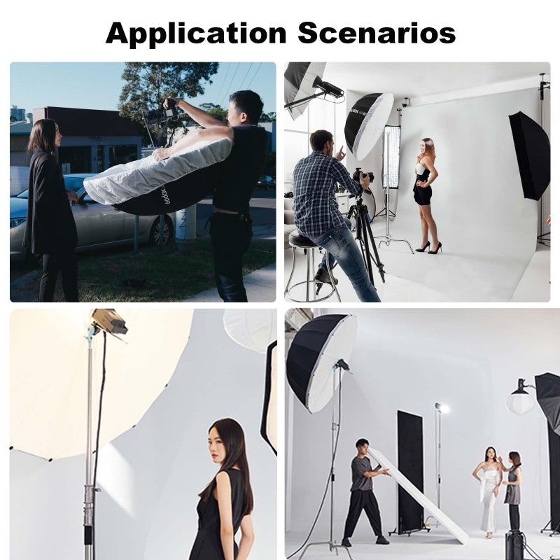 Godox UB-165W 65" 165cm Black White Parabolic Deep Reflective Umbrella Studio Soft Light 65in Large Umbrella with Withe Diffuser Cover for Photography Video Studio Shooting - Image 4