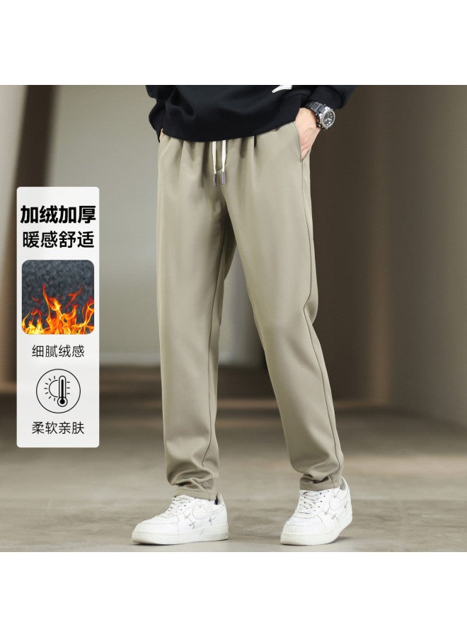 Fapai Winter Casual Pants Elastic Waist Straight Leg Versatile Fashion Trousers - Image 2