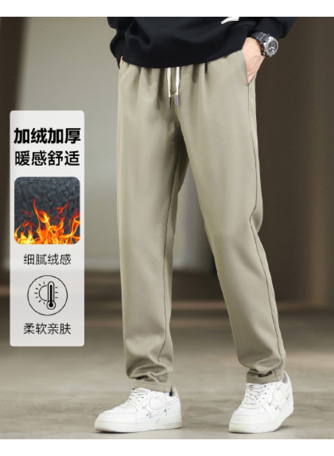 Fapai Winter Casual Pants Elastic Waist Straight Leg Versatile Fashion Trousers - Image 1