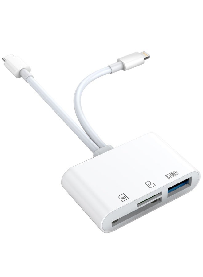Lightning+USB-C dual-port card reader, compatible with iPhone/iPad/ camera, supports SD/MicroSD/USB 3.0, plug and play - Image 2
