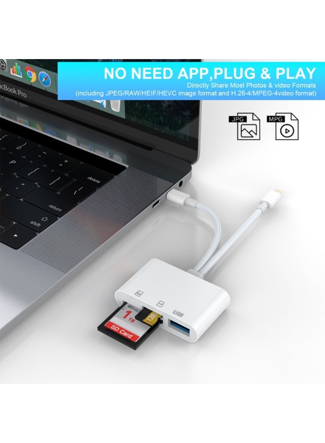 Lightning+USB-C dual-port card reader, compatible with iPhone/iPad/ camera, supports SD/MicroSD/USB 3.0, plug and play - Image 5