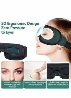 Excefore Sleep Mask Eye for Sleeping, 3D No Wing Design Sleeping with Breathable Mesh Super Soft Silk Masks Women and Man Natural Cotton Filled Blackout Blindfold Green  - Image 3