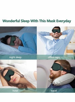 Excefore Sleep Mask Eye for Sleeping, 3D No Wing Design Sleeping with Breathable Mesh Super Soft Silk Masks Women and Man Natural Cotton Filled Blackout Blindfold Green  - Image 4