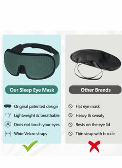 Excefore Sleep Mask Eye for Sleeping, 3D No Wing Design Sleeping with Breathable Mesh Super Soft Silk Masks Women and Man Natural Cotton Filled Blackout Blindfold Green  - Image 2