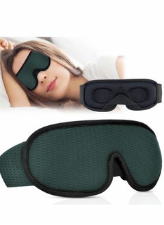 Excefore Sleep Mask Eye for Sleeping, 3D No Wing Design Sleeping with Breathable Mesh Super Soft Silk Masks Women and Man Natural Cotton Filled Blackout Blindfold Green  - Image 1