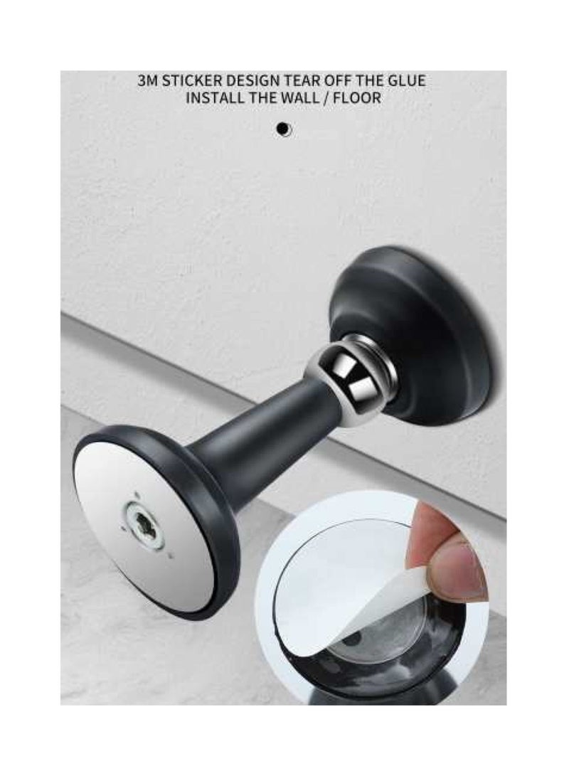SOLARAE 2 Pcs Home Magnetic Door Stop, Decorative Matte Black Self-Adhesive Door Holder, Noise Reduction Silicone Made,No Drilling Easy Install, Wall-Floor Mount Wall Protector - Image 2