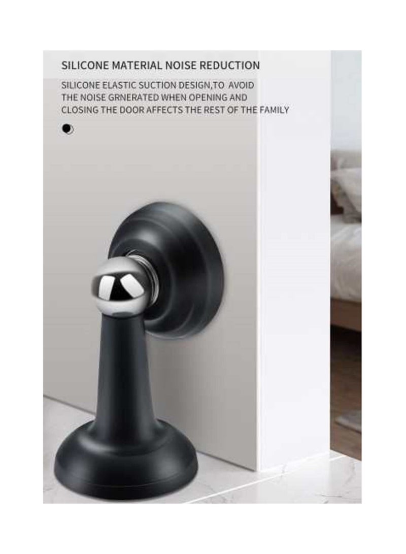 SOLARAE 2 Pcs Home Magnetic Door Stop, Decorative Matte Black Self-Adhesive Door Holder, Noise Reduction Silicone Made,No Drilling Easy Install, Wall-Floor Mount Wall Protector - Image 4