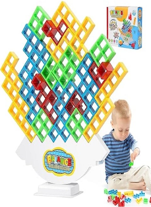 Tetra Tower Game, 32 Pieces Tetris Balance Toy Tower Game, Creative Stacking Game Toy, Stacking Blocks Balancing Game, Children's Stacking Tower Wood, Puzzle Games Gifts for Boys and Girls